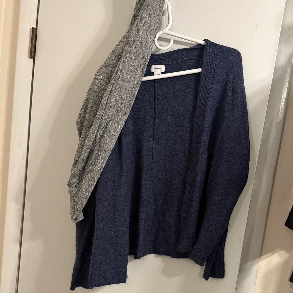* (2) cardigans - Navy Blue Open Cardigan - small